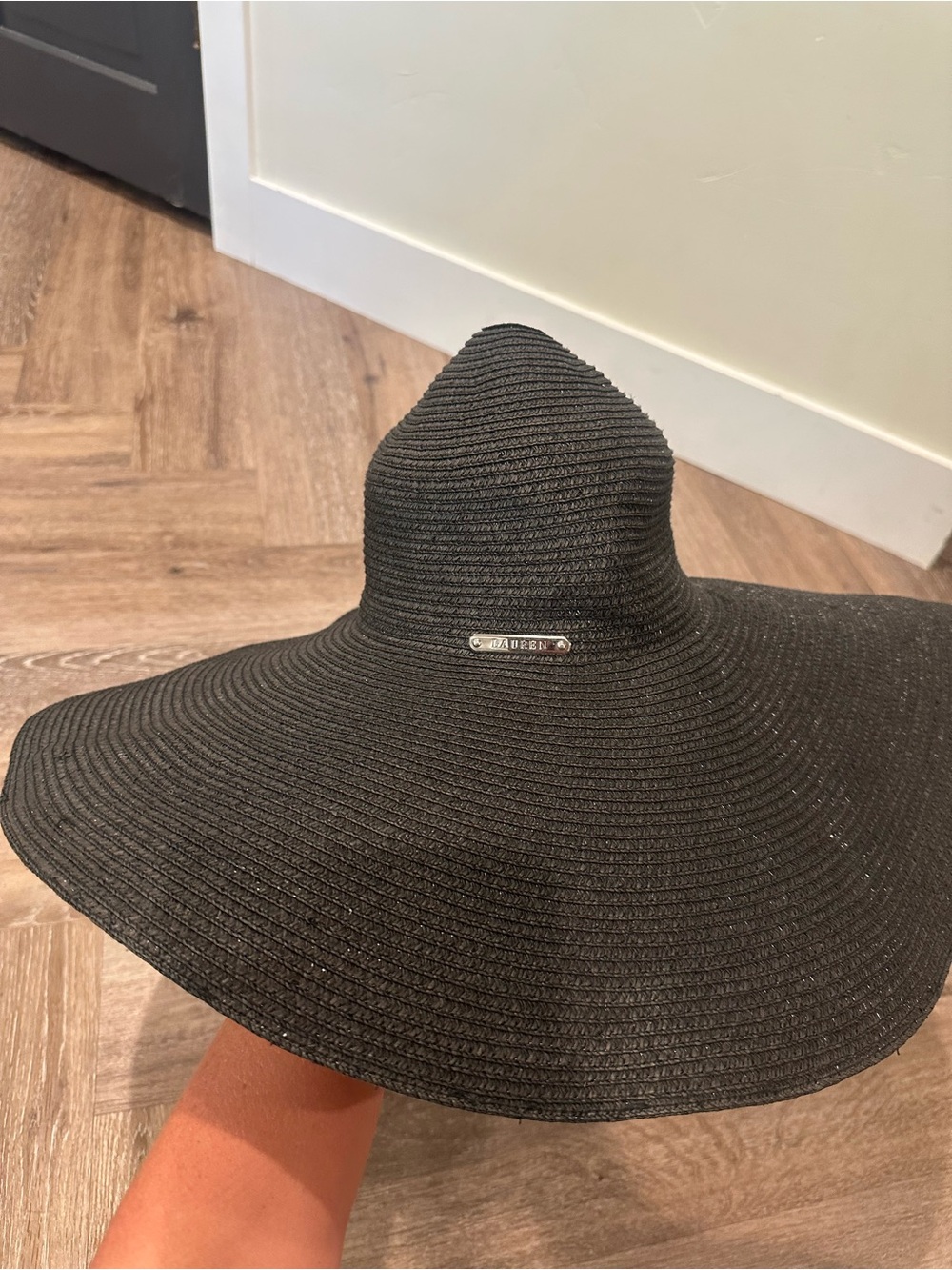 Lauren Ralph Lauren Black Wide-Brim Straw Sun Hat